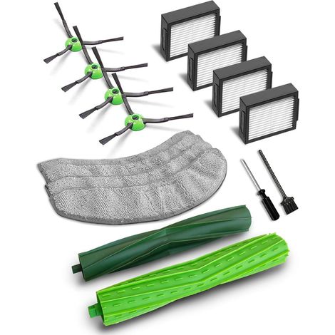 16-teiliges Zubehörset für iRobot Roomba Combo J7 J9 10 Max: 2 Walzenbürsten, 4 Seitenbürsten, 4 HEPA-Filter, 4 Wischpads (1/5)