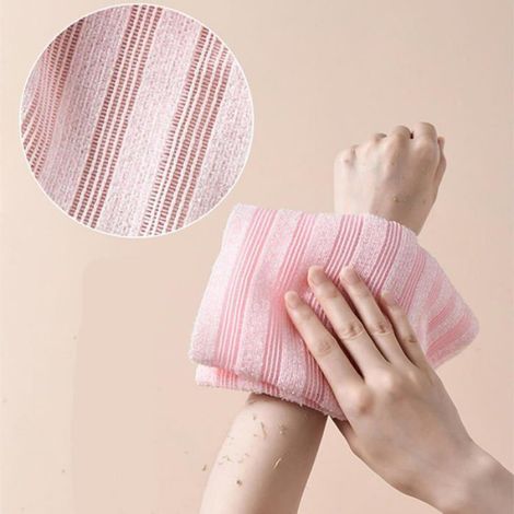 Serviette Corps - 25 x 100 cm - Rayée - Exfoliante - Pour Visage et Corps - 1 Pièce (1/5)