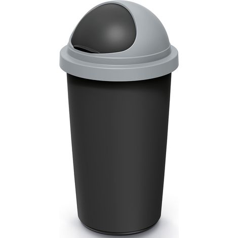MONZANA® Mülleimer Küche 50L mit Schiebedeckel 100% Recycelter Kunststoff Abfalleimer Büro Müllsackhalterung Papierkorb Biomüll Gelber Sack Schwarz