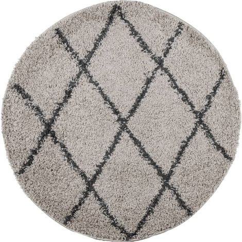 vidaXL Tappeto Shaggy PAMPLONA a Pelo Lungo Beige e Antracite Ø 120 cm (1/5)