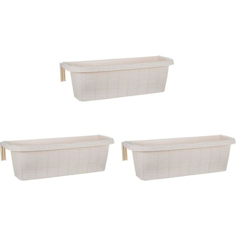 Rondine 60 - lote de 3 soportes trenzados de 60 cm con ganchos ajustables y depsito de agua Crema (1/3)