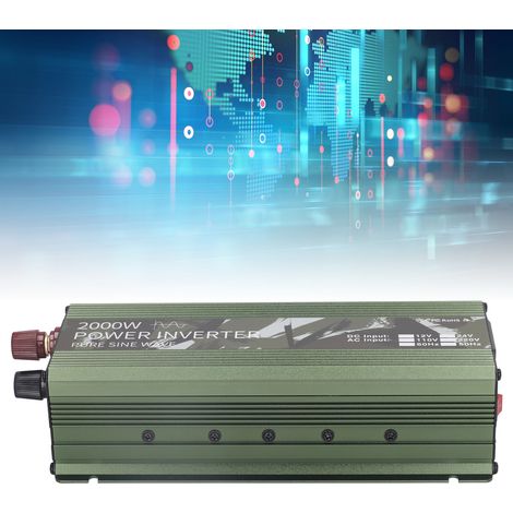 Onduleur de puissance à onde sinusoïdale pure de 2000 W, onduleur solaire extérieur/monté sur véhicule, convertisseur CC 12 V vers CA 220 V avec ventilateur de refroidissement (1/5)