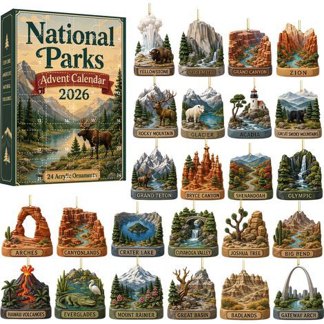 Nationalpark-Überraschungsbox – Adventskalender – Acryl-Weihnachtsdekoration (1/5)