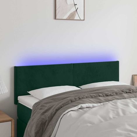 Tête de lit LED vert foncé en velours réglable 144 x 5 x 78/88 cm - PANGIVO (1/5)