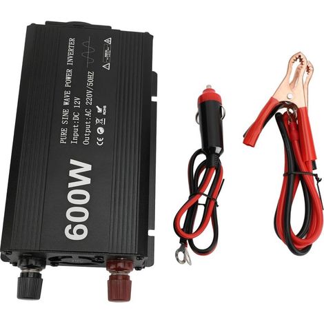 Onduleur of power 600 W to sinusoidale sinusoidale pure, converter DC toward AC portable, for use in car, input 12 V, aluminum alloy, socket UE 220 V (1/5)