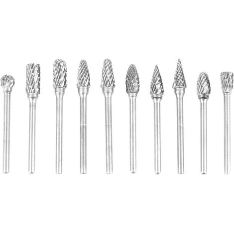 10-teiliger Schaftfräser aus Wolframkarbid – 3 mm x 6 mm / 4 mm, doppelt verzahnt, für Metallbearbeitung und Gravur (1/5)