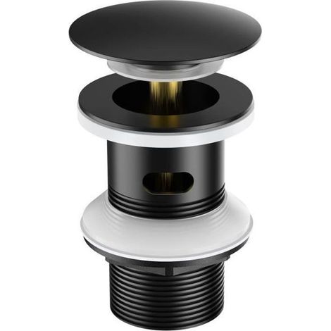 Ensemble de vidange de type lavabo noir avec trop-plein, ensemble de vidange automatique à clapet en acier inoxydable. (1/4)