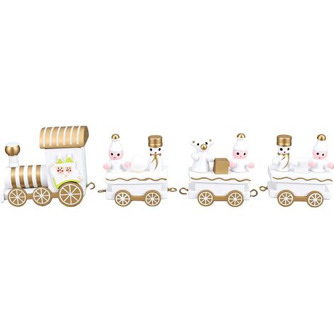 Mini train de Noël décoratif, jouet en bois mignon, décoration de table intérieure pour les fêtes, étagère, maison ou bureau, blanc (1/5)