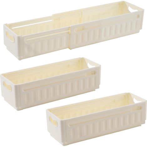 Cajas de almacenamiento para el hogar - Cajas plegables - Para baños, cocinas, armarios y oficinas - Paquete de 3 - 47,5 × 8 × 10 cm (1/4)