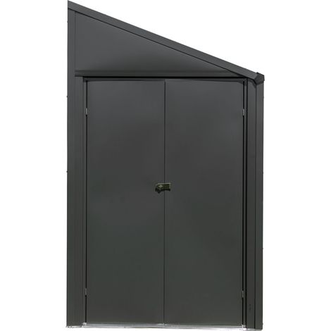 Spacemaker Metall Gerätehaus Anlehnhaus 47 Grau 124x203x208 cm (1/7)