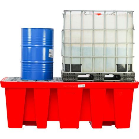 Bac de rétention en PE 2340x1300x750mm - avec grille - cap. 2200L MW Tools OPB2IBC