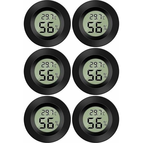 Mini Digital LCD Thermomètre Hygromètre Température Humidité 5070℃ 10%99% RH Thermomètre Portable Thermo Hygromètre Indicateur pour Bureau Cuisine Humidors Incubateurs Reptiles (6 PCS n (1/5)