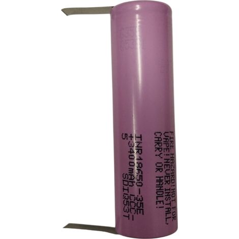 Batteria ricaricabile speciale Li-ion 18650 con linguette a saldare SAMSUNG INR18650-35E 3,7V 3450 mAh