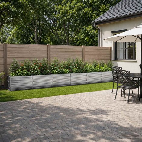 vidaXL Letto rialzato da giardino Argento 480 x 40 x 55 cm