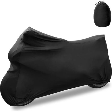 Funda para motocicleta de interior, tejido elástico, transpirable, a prueba de polvo y con protección UV para garaje, 104 x 41 x 49 pulgadas, color negro. (1/5)