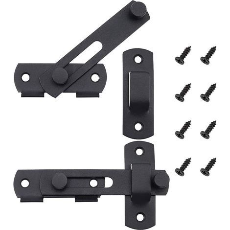 CCYKXA 2 Pack Stainless Steel Sliding Door Lock Matte Black Gate Toggle Latch Lock for Doors Windows Gardens - with Mounting Screws