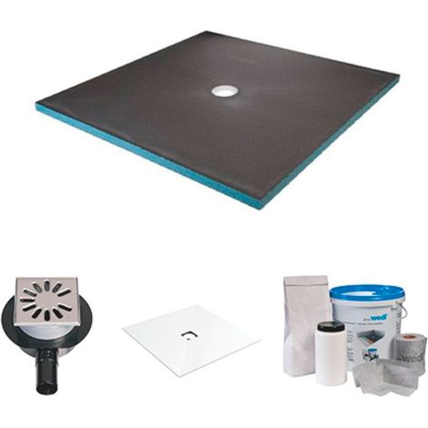 Receveur de douche à carreler - Wedi - 90 x 90 - kit complet à carreler avec bonde horizontale+ kit d'étanchéité + revêtement FundoTop Blanc (1/4)