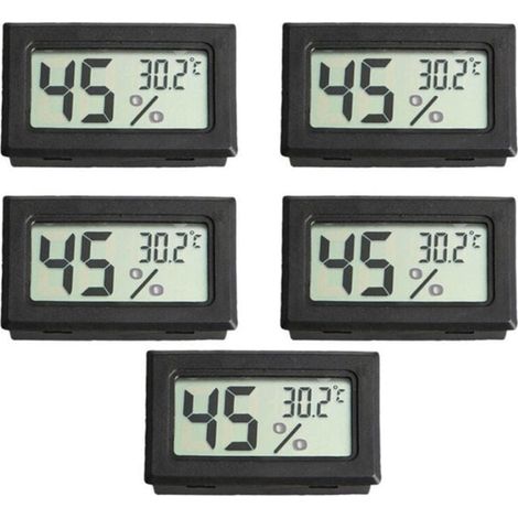 5er-Pack Mini-Digitalthermometer und -Hygrometer mit kabellosem LCD-Display für Haustiere und Reptilien (1/4)