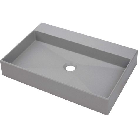 Lavabo in granito d'appoggio con basetta per rubinetteria grigio metallizzato 40x60 cm - Sofyro