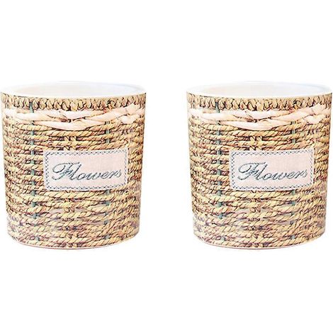 Pots de fleurs succulentes pour le rangement, lot de 2, ronds, en plastique (1/5)