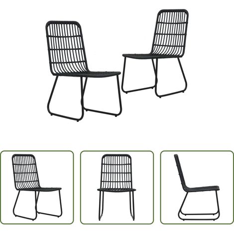 Poly Rattan -  Gartenstühle 2 Stk. Poly Rattan Schwarz (1/5)