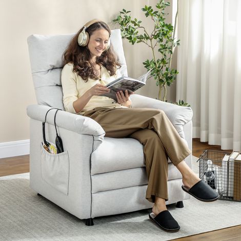 Fauteuil relax électrique massant et chauffant moteur silencieux fauteuil inclinable gris repose-pieds 82x99x106cm aménagement intérieur
