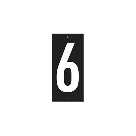 Targa numero civico 6 - 56X130mm - in ABS nero scritta bianca a rilievo, da avvitare - THIRARD (1/2)