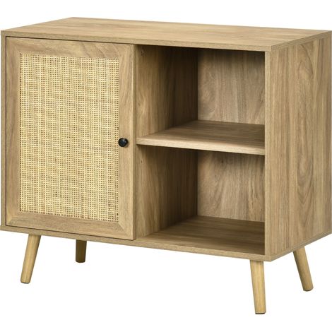 rotin 80x39x70 cm naturel, 2 étagères, salon, meuble auxiliaire, Buffet cuisine porte (1/5)