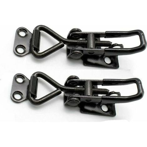 Verstellbarer Schnappverschluss, Edelstahl-Schnappverschluss, Vertikaler Schnappverschluss, Metallverschluss für Koffer, Gepäck und Schränke (Schwarz) 2 Stück Ji