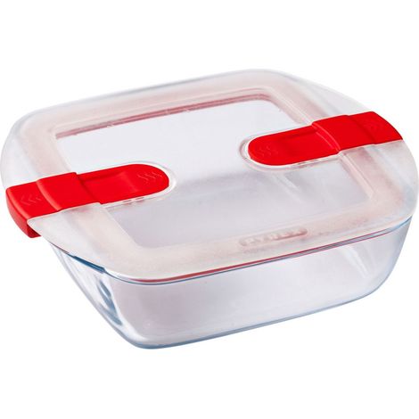 Boîte rectangulaire avec couvercle - PYREX - 1451021 - 20 x 17 cm - 1 L - Cook & Heat - Base en verre borosilicate (1/2)