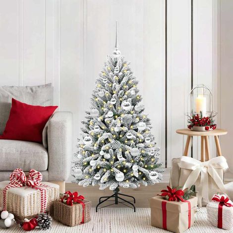 Künstlicher Weihnachtsbaum Grün und Weiß 120 cm PVC und Metall