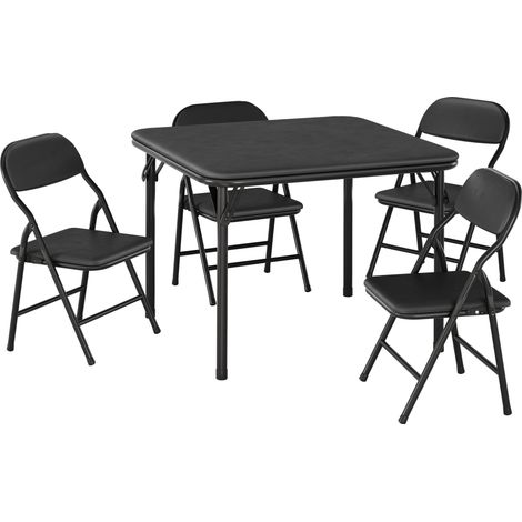 Ensemble pliant table carrée et 4 chaises pour enfants – Structure métal robuste, coussins ultra doux – Idéal jeu, apprentissage, chambre, salle de jeux, crèche – Couleur : noir, Spécification : 1+4 (1/5)