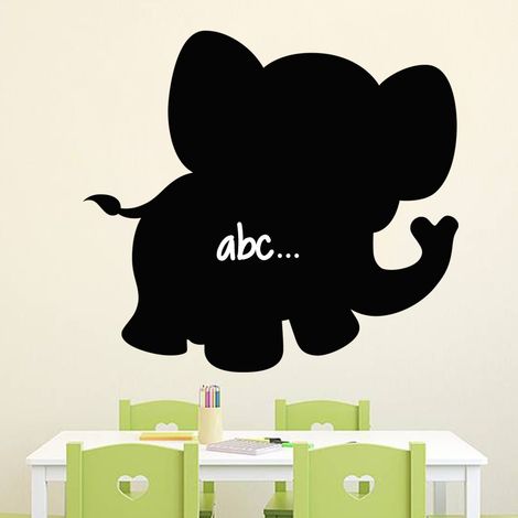 Sticker ardoise tableau noir - stickers muraux adhésif effaçable - SILHOUETTE PETIT ÉLÉPHANT - 20x20cm (1/3)