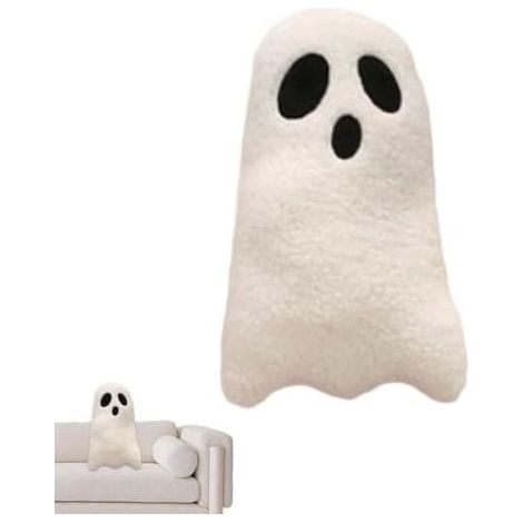 Coussin fantôme d'Halloween en peluche douce et décorative Peluche fantôme, jouet d'Halloween pour enfants et adultes, pour lit, canapé, maison, bureau, chambre d'enfant, voiture, fête (1/5)