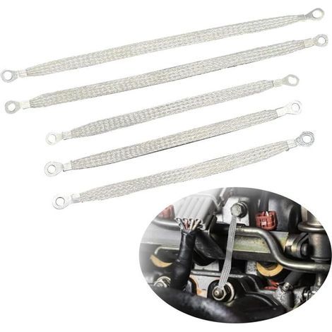 Set aus 3 Erdungsbändern für Pkw-Motoren (25,4 x 1,27 cm) und 2 Erdungsbändern (33 x 1,27 cm) für Nutzfahrzeuge, universelles Erdungsband-Set. (1/4)