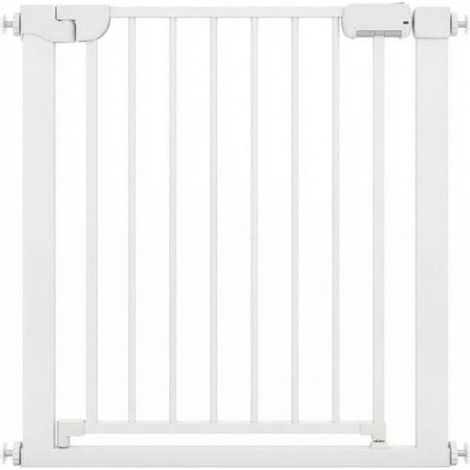 1 barrière de sécurité bébé 75-82 cm, porte auto-fermante à pression ou à vis, pour escalier et cuisine (1/5)
