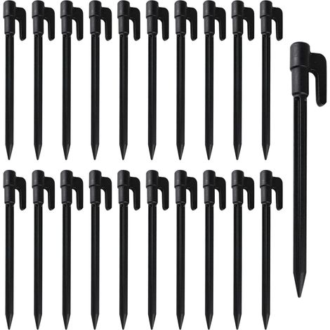 20 Pièces Piquets de Tente en Plastique, Piquets de Camping Robustes, 14.7 1.7cm Ongles de Tente en Plastique, Sardine Camping(Noir) (1/5)