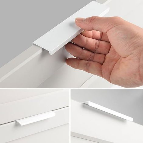10 Pcs Poignee de Meuble Cuisine Moderne avec Vis,Aluminium Poignée de Tiroir Blanc,80mm Poignée Invisible pour Tiroir Placards (1/5)