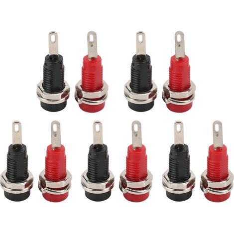 J.40003 Adaptador de panel con conector banana de 2 mm, panel de conexión con lámina de resorte interna, negro y rojo, para uso a largo plazo en electrónica. (1/5)