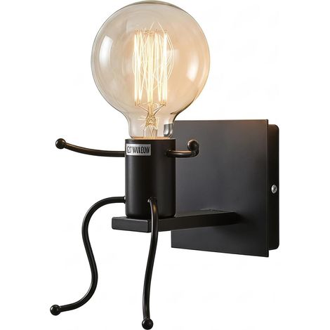 Creative Belle Dwarf Wall Lamp Industrial Retro Black Metal E27 Wall Sconce (Sit) (1/5)