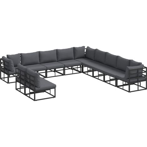 Maison Exclusive - Set Divano da Giardino con cuscino 11 pcs Nero Alluminio