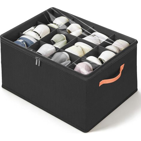 1 Rangement Chaussure Pliable, 12 Paires, Couvercle Transparent, Poignées, Pour Placard Et Entrée (1/5)