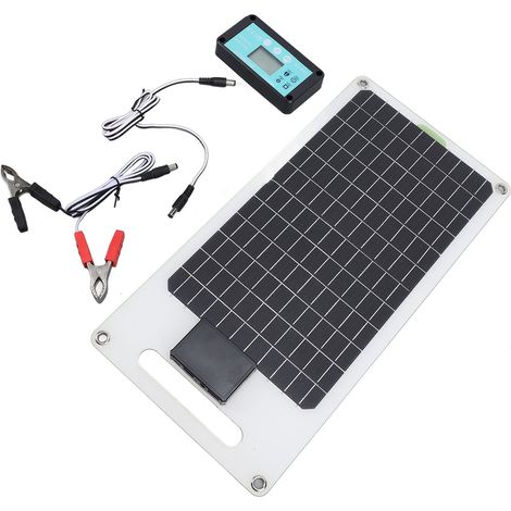 Contrôleur de charge solaire 100 A 12 V/24 V, panneau solaire monocristallin 50 W avec double port de sortie USB Type-C CC pour téléphones, camping-cars et caméras de sécurité (1/5)