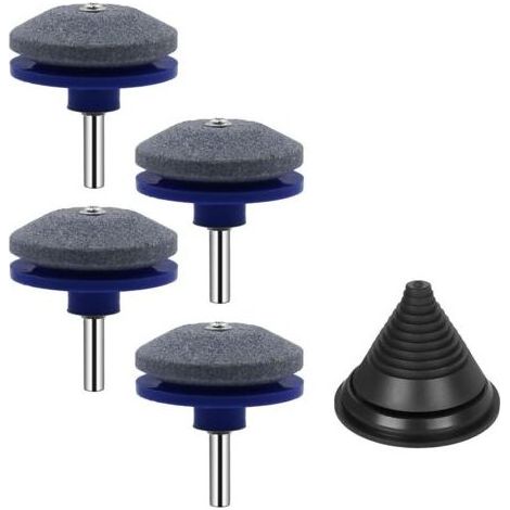 4 Pièces Aiguiseur de Lame de Tondeuse à Gazon, Lawnmower Dull Blade Sharpener, 5cm Affuteur Lame Tondeuse Gazon Universel, avec Compensateur de lame, Aiguiseur de Lame pour Tondeuse à Gazon (Bleu) (1/5)
