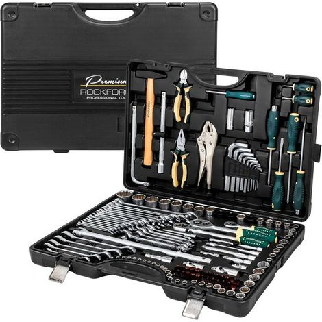 Set di utensili Rockforce da 148 pezzi, 1/4", 3/8", 1/2", a 6 e 12 punte, 4-36 mm (1/5)