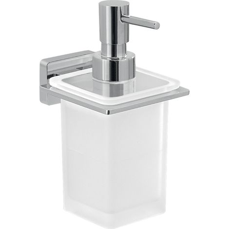 DOSA SAPONE DA PARETE IN ACCIAIO INOX E VETRO MODELLO ATENA - DIM. CM (LXPXH): 8,1X11,1X16,4 - CROMATO  - GDY