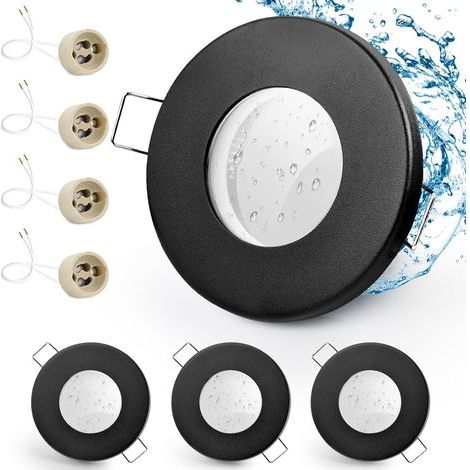 4x Recessed Spotlights, IP65, Black Iron, GU10 Socket, 68mm, Bathroom, Outdoor (1/5)