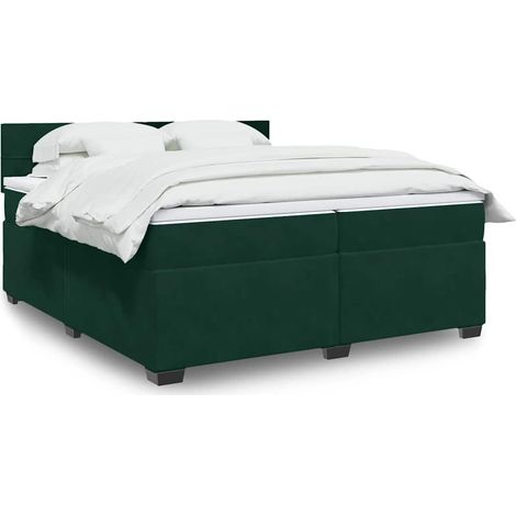 vidaXL Sommier à lattes de lit et matelas Vert foncé 200x200cm Velours (1/5)