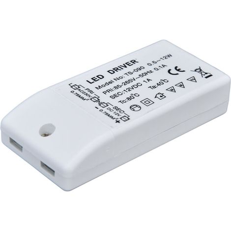 Alimentation LED 12W 12V DC 1A Transformateur à Courant Constant AC 85‑265V ABS (1/5)