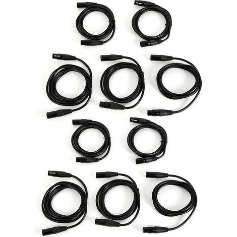 10pcs DMX 6.6FT 3-Pin XLR Bühnenlichtkabel 2m Für Bühnenlichts Scheinwerfer Schwarz
